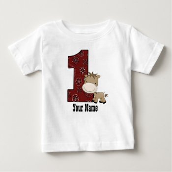 First Birthday Cowboy Horse Baby T-shirt by mybabytee at Zazzle