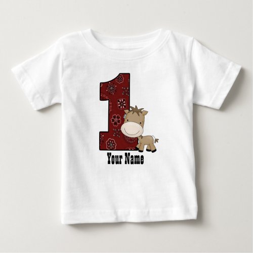 First Birthday Cowboy Horse Baby T_Shirt