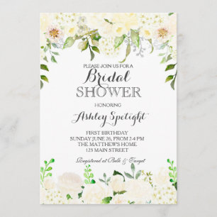 First birthday cream Beautiful Floral Invitation, Invitation