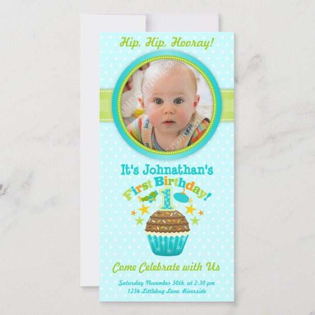 First Birthday Cupcake (Boy) (Front)