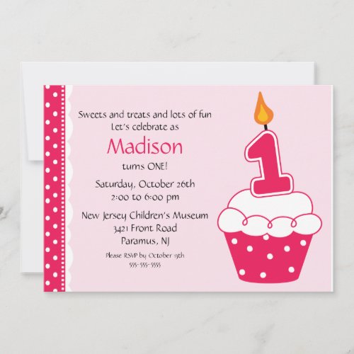First Birthday Cupcake Invitation