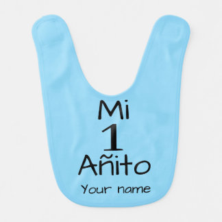 First Birthday Custom Name Blue Boy Baby Bib