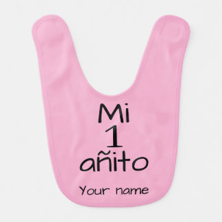 First Birthday Custom Name Pink Girl Baby Bib