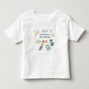 First Birthday Cute Dinosaur Watercolor Toddler T-shirt
