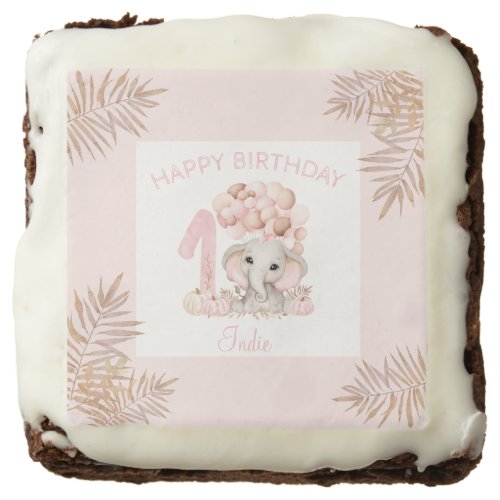 First Birthday Cute Elephant Fall Girl Brownie