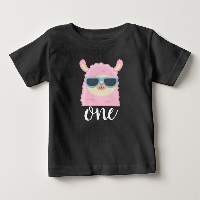 First Birthday Cute Llama Face 1st Birthday  Baby T-Shirt (Front)