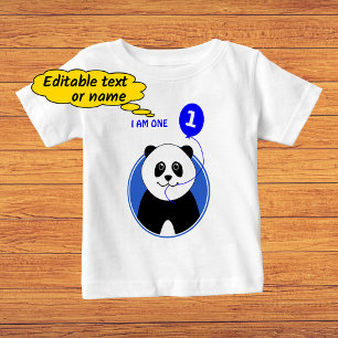 First birthday cute panda custom text baby T-Shirt