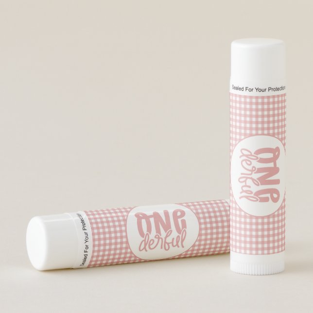 First Birthday Cute Pastel Pink Onederful Lip Balm (Front)