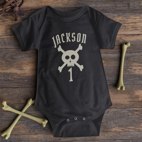 First Birthday Cute Pirate Boy Name Baby Bodysuit