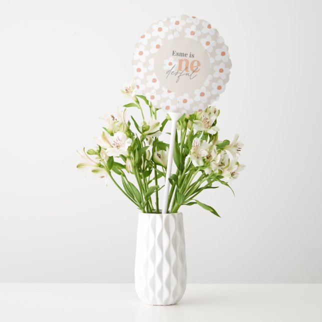 First birthday daisy boho retro terracotta natural balloon (Vase)