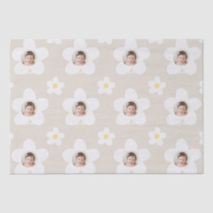 First birthday daisy boho retro terracotta natural tissue paper