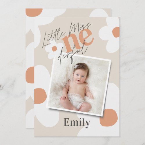 First birthday daisy boho retro terracotta photo i invitation