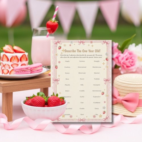 First Birthday Describe One year old bows game Holiday Card