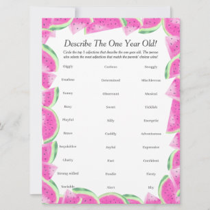 First Birthday Describe One year old melon game  Holiday Card