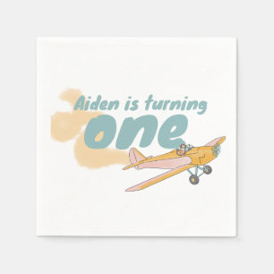 First Birthday, dog lover, plane lover Napkins