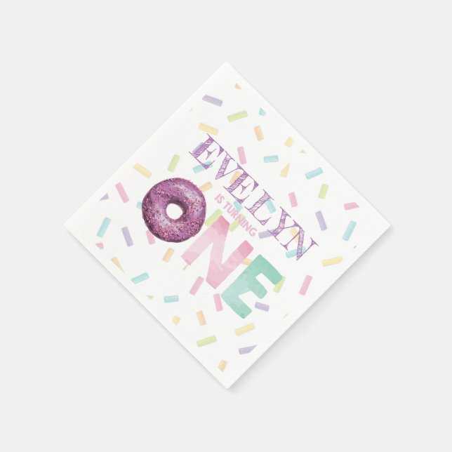 First Birthday Doughnut Party Personalized Napkins (Corner)