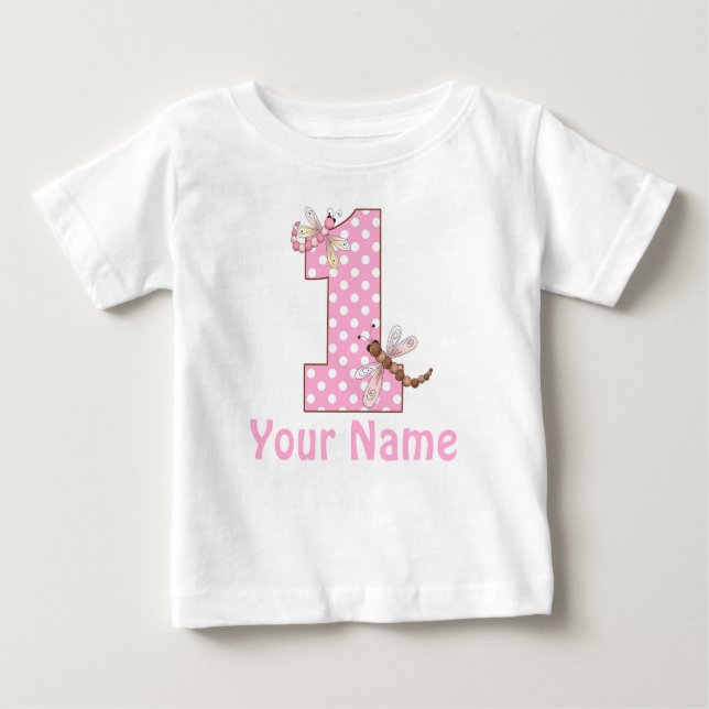 First Birthday Dragonfly Baby T-Shirt (Front)