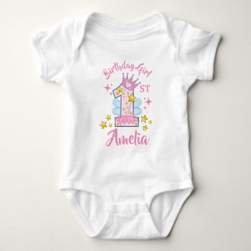 First birthday fairy custom design baby bodysuit