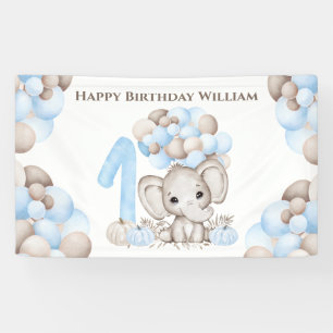 First Birthday Fall Elephant Boy Banner