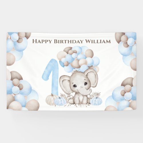 First Birthday Fall Elephant Boy Banner