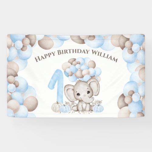 First Birthday Fall Elephant Boy Banner