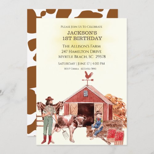 First Birthday Farm Barn Animals Invitations