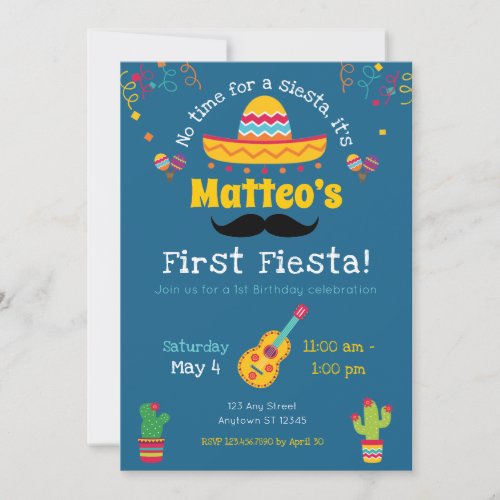 First Birthday Fiesta Mexican Birthday Invitation
