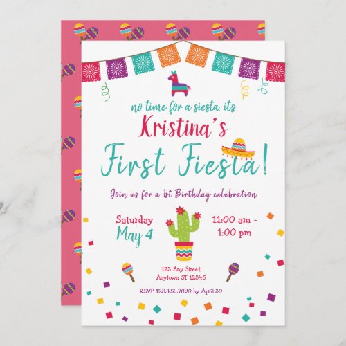 First Birthday Fiesta Mexican Birthday Invitation