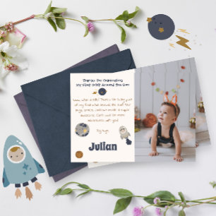 First Birthday, First orbit around the sun! Thank You Card