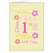 First birthday flower custom graphic yellow pink (Front)