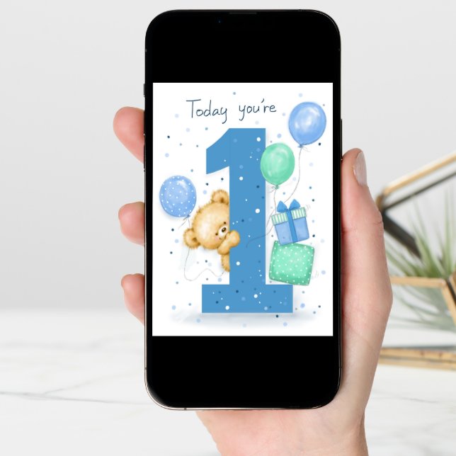 First Birthday for a boy Card (Front Digital)
