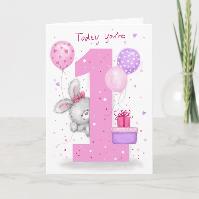 First Birthday for a little girl Card (Front)