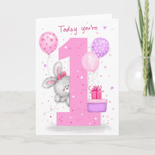 First Birthday for a little girl Card