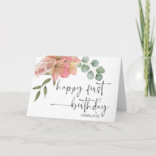First Birthday for Girl or Boy Happy Birthday Card