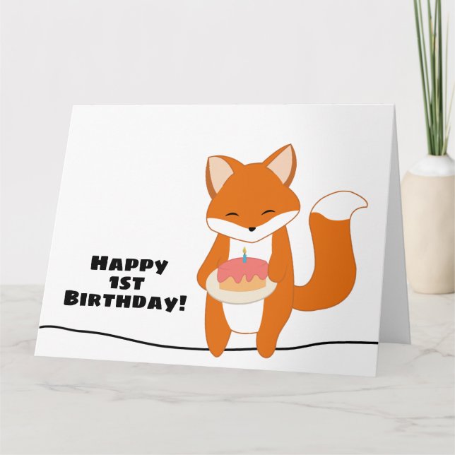 First Birthday Fox Card (Front)