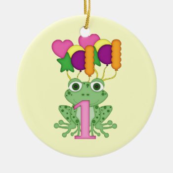 First Birthday Frog Ornament by doodlesfunornaments at Zazzle