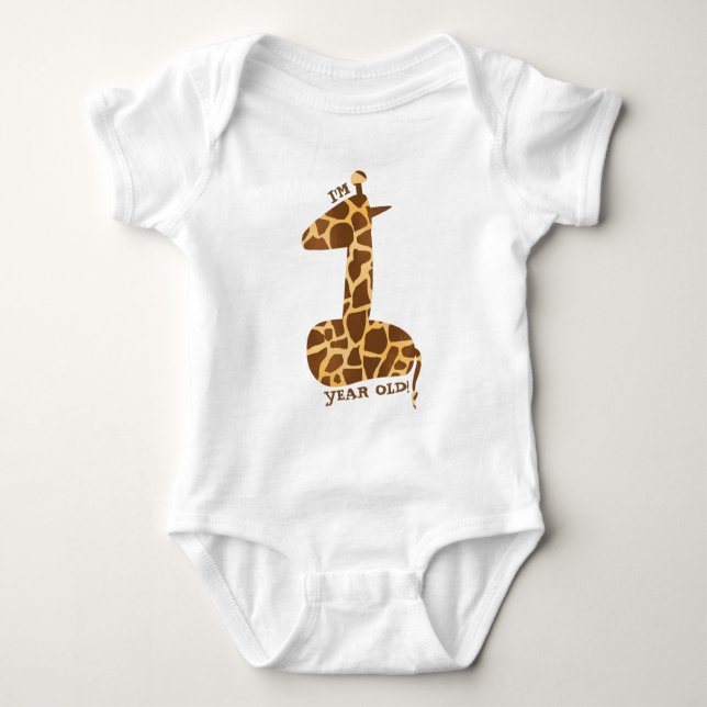 First Birthday Giraffe Baby Bodysuit (Front)