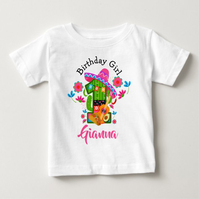 First Birthday Girl Fiesta | Mexico Party |  Baby T-Shirt (Front)