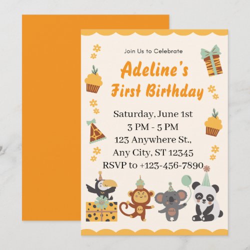 First birthday girl invitations. One-year-old girl Invitation