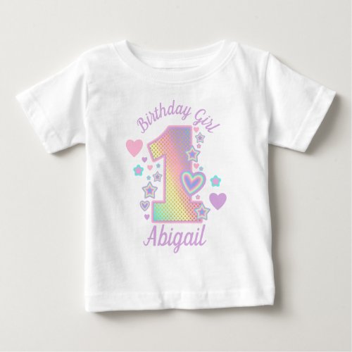 First Birthday Girl Iridescent Rainbow Baby T_Shirt