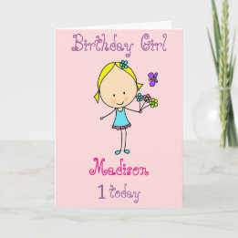 First Birthday Girl Personalized Card