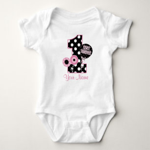 First Birthday Girls Pink Black Personalized Shirt
