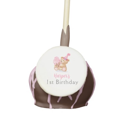 First Birthday Girls Teddy Bear Ice Cream Cake Pops