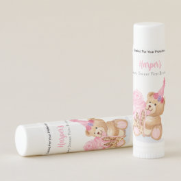 First Birthday Girls Teddy Bear Ice Cream Lip Balm
