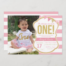 First Birthday Glitter Birthday Invitation