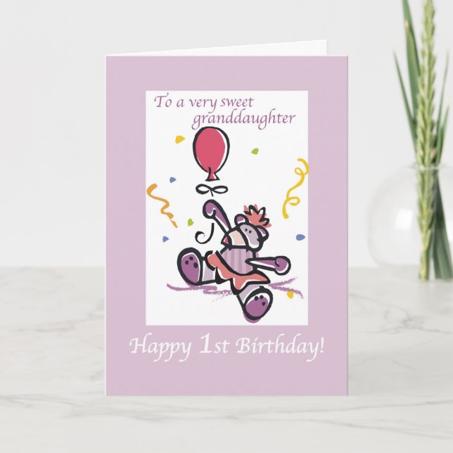 First Birthday Granddaughter Bear Card (Front)