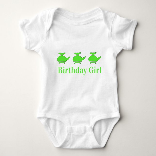 First Birthday Helicopter  Baby Bodysuit (Front)