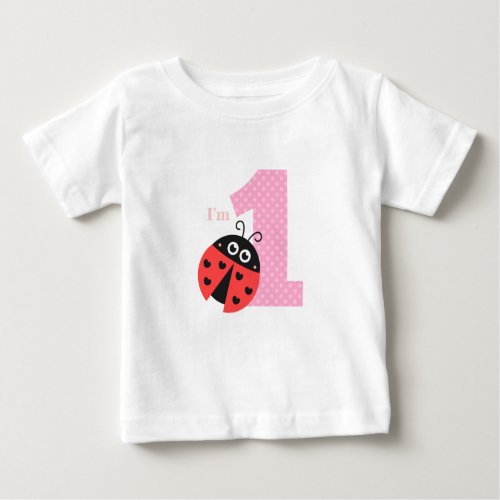 First Birthday Im One Cute ladybug Baby T_Shirt