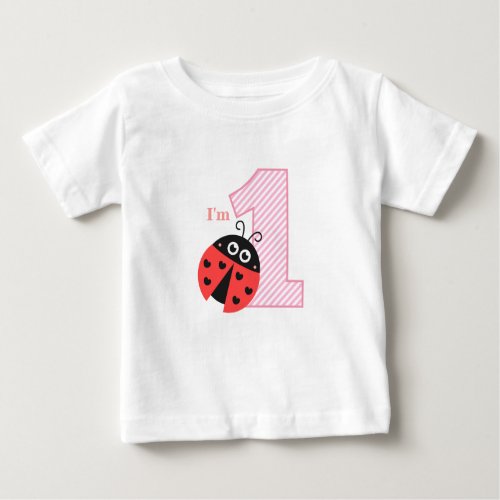 First Birthday Im One Cute ladybug Baby T_Shirt