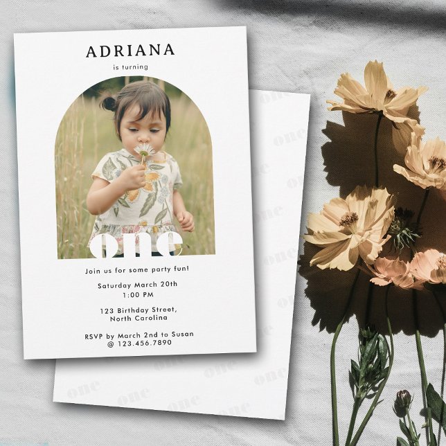 First Birthday Invitation 1st One Photo Boy Girl (First Birthday Invitation 1st One Photo Boy Girl)